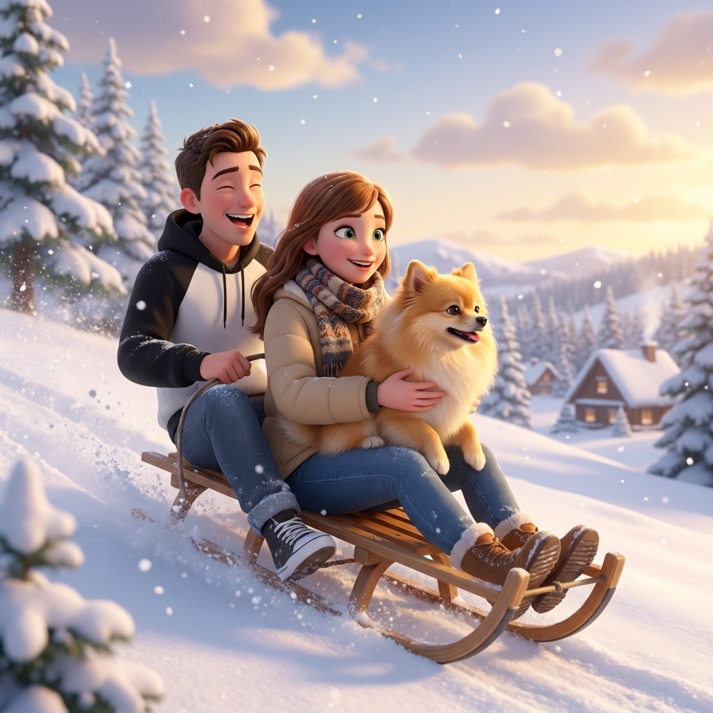 Eine rasante Schlittenfahrt im Pulverschnee